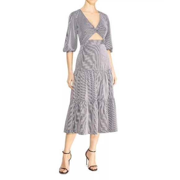 Parker Marzia Striped Cutout Midi Dress - Picture 4 of 7